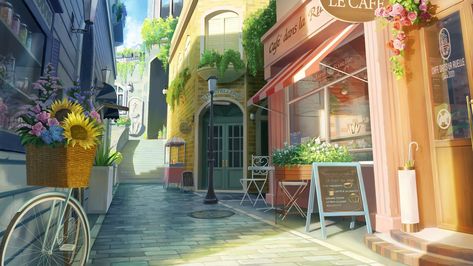 Anime House Front Door Background, Anime Town, Door Background, Children's Book Layout, Background Anime, Gacha Backgrounds, Anime House, Anime Places, Coastal City