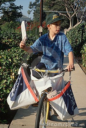 Newspaper delivery boy on bicycle, Los Angeles, California Newspaper Delivery, Delivery Boy, Twin Falls Idaho, Paper Boy, Boy Images, Cool Bicycles, Newsies, Book Projects, Stock Photography Free