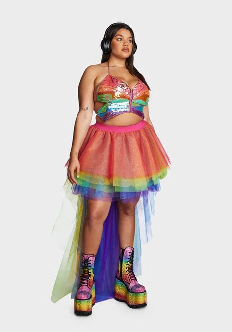 Plus Size Edc Outfits, Plus Size Rave Outfits, Rave Outfits Plus Size, Plus Size Festival Outfit, Plus Size Boutique Clothing, Plus Size Rave, High Low Maxi Skirt, Plus Size Crop Tops, Plus Size Clothing Online