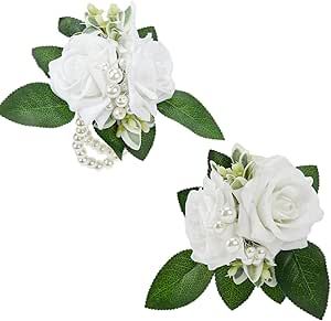 White Corsage And Boutonniere, Vintage Boutonniere, Rose Wrist Corsage, Corsage Wristlet, Bracelet For Bride, White Corsage, Prom Corsage And Boutonniere, Boutonnieres Prom, Corsage And Boutonniere Set