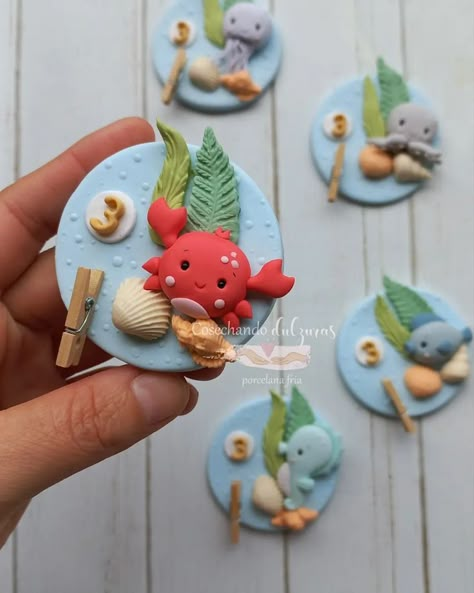 Clay Crafts Sea Theme, Sea Clay Art, Polymer Clay Disney, Foam Clay, Fondant Animals, Clay Magnets, Polymer Clay Figures, Polymer Clay Animals, Polymer Clay Diy