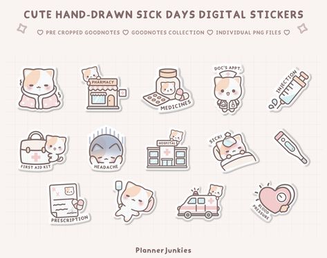 Goodnotes Elements Stickers, Sticky Note Stickers Digital, Payday Sticker Goodnotes, Digital Planning Stickers Goodnotes, Sticky Note Digital Sticker, Kawaii Planner, Sick Day, Stickers Png, Digital Planner Stickers