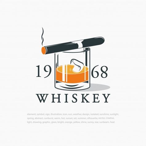 Whiskey Graphic Design, Bourbon Drawing, Alcohol Logo Design, Bar Logo Ideas, Whiskey Illustration, Cocktail Bar Logo, Whiskey Tattoo, Liquor Logo, Alcohol Logo