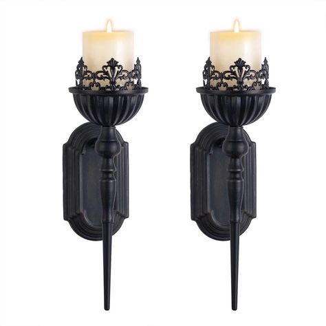 PRICES MAY VARY. BLACK CANDLE SCONCE:Add an eye-catching look to any space with this Rustic shape pair of wall sconce candle holders. MATERIAL:Our candle sconce is made of metal and wood, hard, not easily deformed. You can use it for a long time with no special maintenance is required.It shows a variety of styles and decor for the any room. Such as living room, bedroom, bathroom, dining room and entrance passage. WIDELY APPLICATION:for adding a decorative touch to any room's decor. for everyday Scepter Design, Crown And Scepter, Wall Candle, Goth Home, Goth Home Decor, Hanging Candles, Goth Decor, Black Crown, Wall Candle Holders