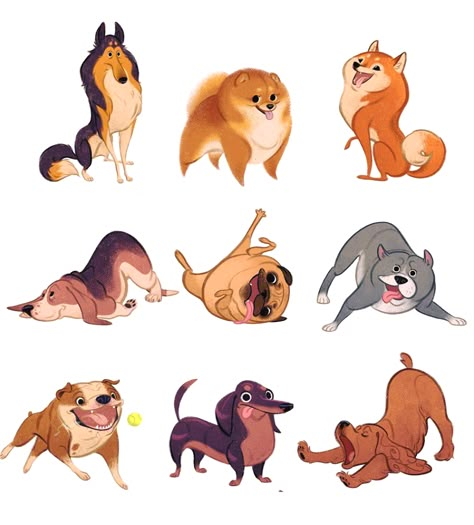 Cartoon Dog Drawing, Dog Caricature, Dog Design Art, Colorful Hairstyles, 동화 삽화, Animal Doodles, Warrior Cats Art, Concept Art Character, Dog Illustration