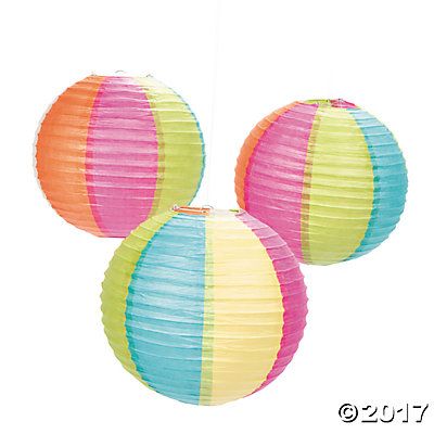 Beach Ball Hanging Paper Lanterns Hanging Paper Lanterns, Round Paper Lanterns, Beach Birthday Party, Beach Party Decorations, Pool Party Decorations, Luau Birthday, Beach Themed Party, Outdoor Party Decorations, Beach Birthday