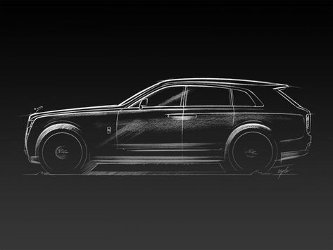 Rolls-Royce Cullinan SUV revealed - Car Body Design Vintage Rolls Royce, Rolls Royce Cullinan, Car Tattoos, Rolls Royce Phantom, Car Design Sketch, Concept Car Design, Car Sketch, Car Exterior, Car Drawings