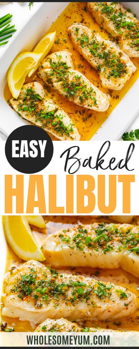 Baked Halibut Lemon Butter Halibut Recipes, Halibut Recipes With Sauce, Recipe For Halibut Fish, Flaky Fish Recipes, Frozen Halibut Recipes Baked, Halibut With Pesto, Easy Halibut Recipes Baked Fish, Bake Halibut Oven, How To Bake Halibut In The Oven