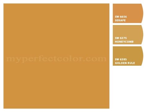 Paint colors from ColorSnap by Sherwin-Williams Honeycomb Paint Color, Ceremonial Gold Sherwin Williams, Golden Hour Paint Color, Gallant Gold Sherwin Williams, Goldenrod Paint Color, Different Gold Sherwin Williams, Golden Rule, Sherwin Williams, Honeycomb