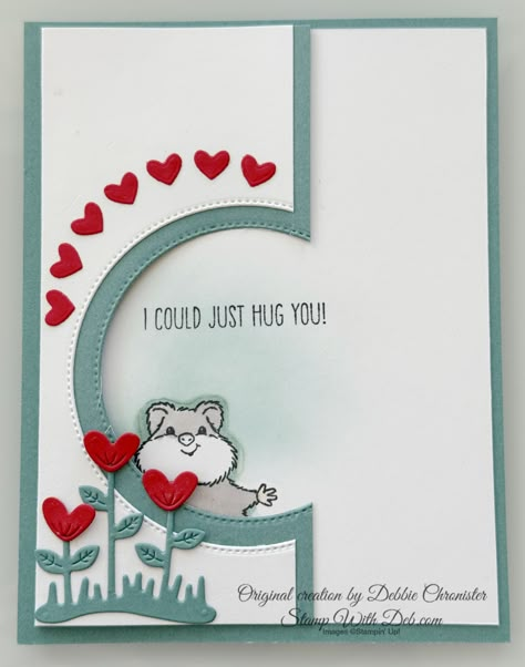 Hearts & Hugs & Bloopers! Card Layouts Ideas, Hearts And Hugs Stampin Up Cards, Stampin Up Healing Hugs Card Ideas, Heartwarming Hugs Stampin Up Cards, Su Bear Hugs Cards, Buckle Card, Fluffiest Friends, Honey Bee Stamps Heart Hugs, Stampin Up Hearts & Hugs