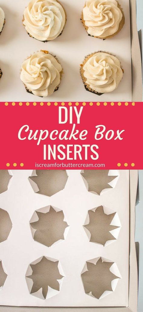 These DIY Cupcake Box Inserts are so easy to make. If you ever have trouble transporting cupcakes, these inserts will keep them from toppling over. They're inexpensive to make and you can virtually use any box you have. #cupcakeinserts #bakinghacks Transporting Cupcakes, Diy Cupcake Box, Cake Decorating Easy, Diy Wedding Cupcakes, Diy Cupcake Stand, Food Tutorials, Cupcake Carrier, Cupcake Container, Wedding Cake Prices