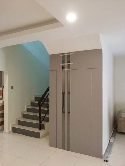 #staircase #partition #hiddendoor #woodwork #mirror #goldencarpentry #malaysia Hidden Door Staircase, Staircase Hidden Door, Hidden Door, Staircase Design, Design Modern, Door Design, Living Room Designs, Room Design, Stairs