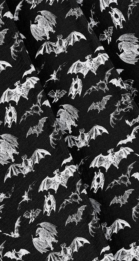 This Black bats fabric is perfect for your next diy project or decor. This and pattern also comes in wallpaper and other materials, cotton, satin, etc. Keywords: large bats, patchwork bat, grey bat, gothic bats, flight bat, night bat, x-ray bat, small bats, scale bat, black bats, vintage bat, halloween bats, black white bats https://www.spoonflower.com/designs/12203084?utm_source=pinterest&utm_medium=ref&utm_campaign=cs Bats And Butterflies, Bat Pattern Wallpaper, Bats Phone Wallpaper, Vampcore Wallpaper, Gothic Bat Wallpaper, Black And White Goth Wallpaper, Goth Macbook Wallpaper, Bat Astethic, Bat Phone Wallpaper