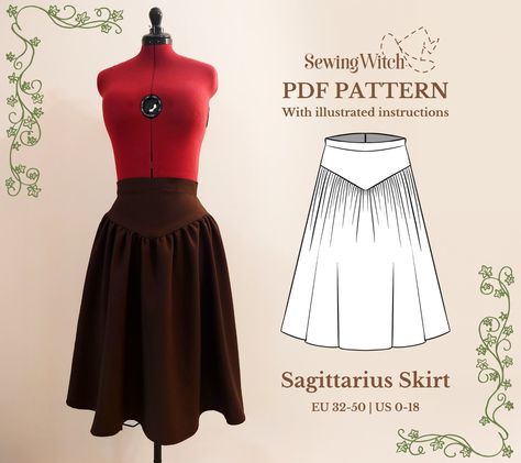 Sagittarius Skirt | PDF Sewing Pattern Sizes: EU 32-50 | US 0-18 Language: English Beginner friendly Illustrated guide with step by step instructions Instant Download This pattern includes: - A4 PDF format & US letter format - A0 PDF format - PDF with illustrated instructions This is a digital pattern, therefore you will not receive any physical product. For personal non-commercial use only. The product is final and non-refundable. If you have any problems contact me and I will help :) Dark Academia Sewing Patterns, Goth Skirt Pattern, Gothic Sewing Patterns, Dark Academia Sewing Pattern, Clothes Sewing Patterns Goth, Goth Sewing Patterns, Free Cottagecore Sewing Patterns, Fairy Core Sewing Patterns, Cottage Core Skirt Sewing Pattern