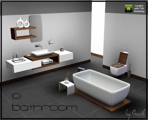 Gosik's Io Bathroom *free* Sims4 Bathroom, Sink Table, Bathtub Shelf, Mods Sims 4, Bathroom Clutter, Furniture Cc, Mod Furniture, Sims 4 Cc Kids Clothing, Casas The Sims 4