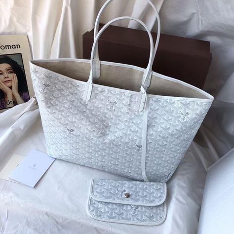 White Goyard, Goyard Tote Bag, Goyard Tote, Goyard Bag, Lv Bags, Lv Handbags, Lv Bag, Fashion Essentials, White Bag