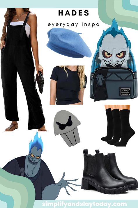 Diy Disney Villain Costume, Hades Halloween Costume Female, Disney Bounding Villians, Hercules Inspired Outfits, Hades Costume Female, Hades Disneybound, Hades Outfit, Disney Villains Costumes, Disney Bonding