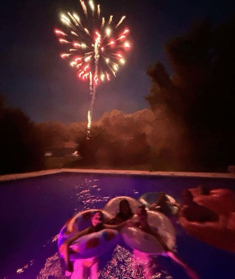 July Summer Aesthetic, Pool Party Aesthetic, Fireworks 4th Of July, Pool Birthday, Fire Works, Party Aesthetic, Past Present Future, Teen Life, July 31