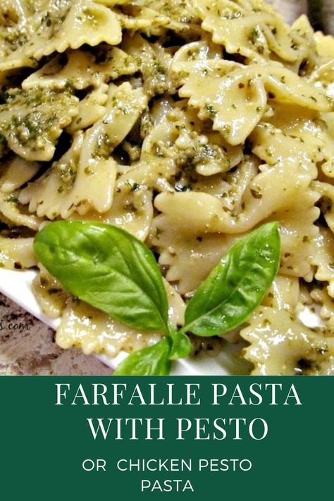 Make this super easy Farfalle Pasta with Pesto. It’s literally 3 ingredients unless you are making chicken pesto pasta then you just added grilled chicken. #ChickenPestoPasta #FarfallePastaWithPesto #FarfallePestoPasta #myturnforus Gluten Free Pasta Dinner, Pesto Pasta With Chicken, Farfalle Pasta Recipes, Farfalle Recipes, Pasta With Pesto, Chicken Pesto Pasta, Pasta With Chicken, Basil Pesto Recipes, Making Chicken