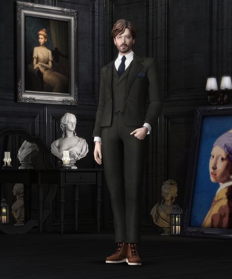 Suit with Stripe - Victoria Suit Set (Male) - The Sims 4 Create a Sim - CurseForge Victorian Male, Masculine Shirts, Mod Suits, Sims 4 Patreon, Sims 4 Male, Class Outfit, Clothes Cc, Sims 4 Cc Clothes, Best Mods