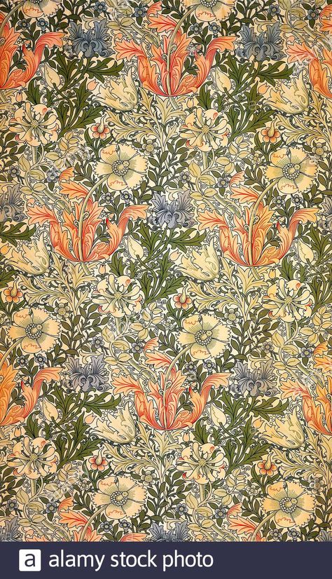 William Morris, John Henry Dearle, Morris & Co, Compton, wallpaper pattern, 1896 Stock Photo - Alamy Compton Wallpaper, Classic Art Prints, William Morris Art, Vintage Style Art, John Henry, Wallpaper Pattern, Floral Prints Art, Canvas Wall Decor, Arte Floral