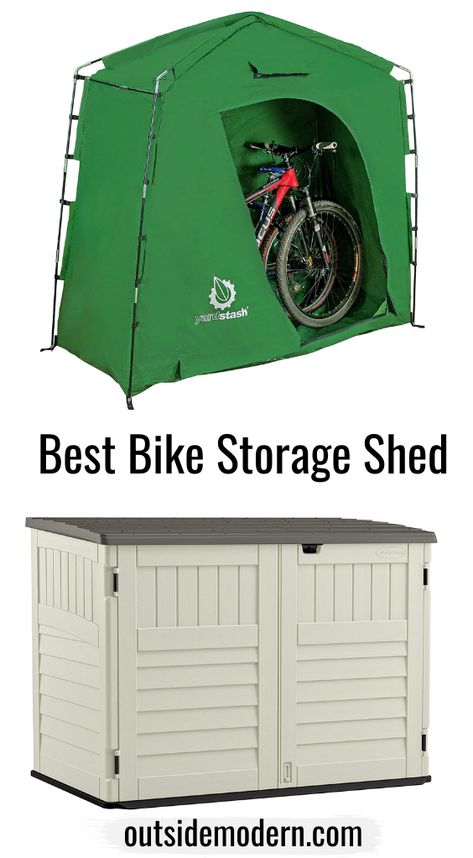 Vertical Bike Shed, Outside Bike Storage, Electric Bike Storage, Bike Storage Small Space, Outdoor Bicycle Storage, Storage Shed Ideas, Garden Bike Storage, Bike Storage Shed, Bicycle Storage Shed