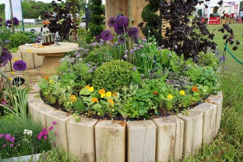 Square logs | Cool Round Garden Bed Ideas For Landscape Design - FarmFoodFamily.com #raisedgarden #raisedgardenbed #gardenbed Garden Edging Ideas Cheap, Flower Bed Edging, Front Flower Beds, Raised Flower Beds, Flower Bed Designs, Flower Garden Design, Outdoor Garden Decor, Garden Edging, Plants And Flowers