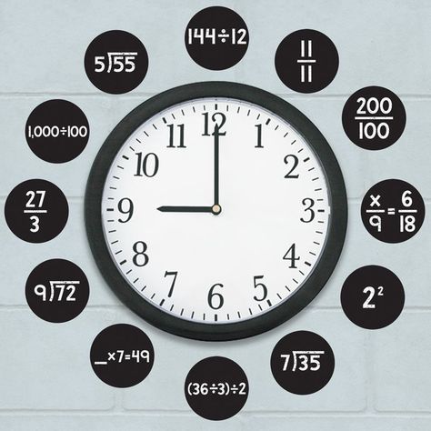 I want this clock. lol Math Exhibition, Maths Exhibition Ideas High School, Math Project Ideas High Schools, High School Math Classroom Decorations, Math Clock, Math Art Activities, Math Classroom Posters, Math Wall, Clock Numbers