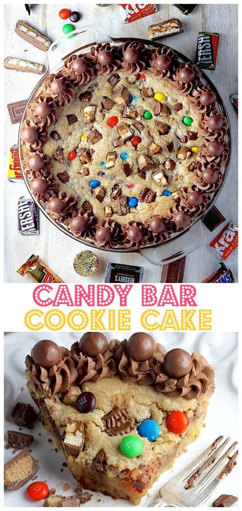 Cookie Bar Cake, Fun Pies, Candy Cookie Cake, Giant Cookies, Candy Bar Cookies, Miniature Candy, Leftover Candy, Baker By Nature, Future Chef