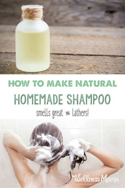 Shampoo Homemade, Homemade Shampoo Recipes, Homemade Natural Shampoo, Homemade Lotions, Săpunuri Handmade, Shampoo Recipe, Wellness Mama, Homemade Shampoo, Diy Shampoo