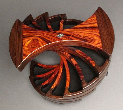 Spiral wood jewelry box - unique wooden gift made in America! Follow on Facebook! Http://Facebook.com/HeartwoodBoxes Shop at: http://heartwood.com Unique Wooden Boxes, Bandsaw Box, Woodworking Box, Hidden Compartments, Got Wood, Wood Jewelry Box, Wood Creations, Steel Rod, Woodworking Wood