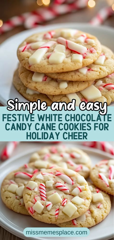 Elevate your holiday baking with these delightful White Chocolate Candy Cane Cookies! Combining the rich creaminess of white chocolate with the refreshing crunch of crushed candy canes, these cookies are visually stunning and irresistibly tasty. Perfect for cookie exchanges or cozy gatherings, they offer a unique flavor that captures the essence of the season. Easy to make, follow our detailed recipe to impress your friends and family this festive season! Candy Cane Cookies Easy, Holiday Baking Easy, Candy Cane Cookies Recipe, Candy Cane Recipes, Chocolate Candy Cane Cookies, Candy Cane Cookie Recipe, Candy Cane Recipe, Christmas Crunch, Circus Cookies