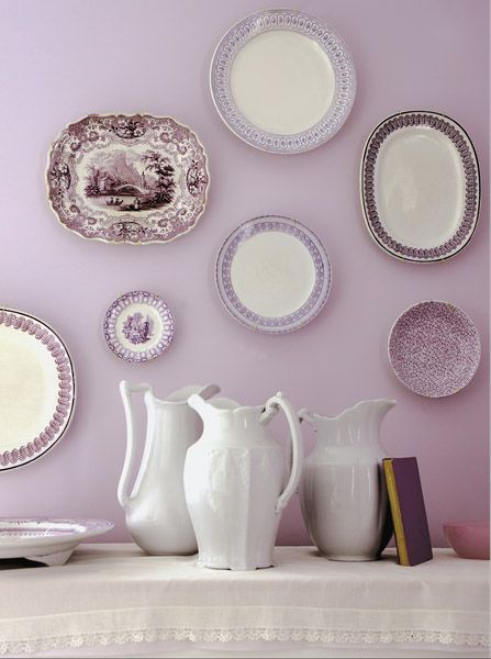 Plate Decorating, Cheap Vases, Lavender Wall, Lavender Cottage, Purple Wall, Plate Wall Decor, Lovely Lavender, Minimalist Artwork, Room Redo