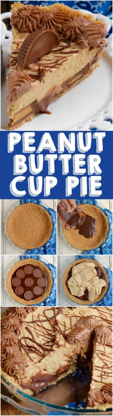 Individual Peanut Butter Pies, Reese’s Peanut Butter Pie, Peanut Butter Cup Pie, Reese's Recipes, Cup Pie, Easy Peanut Butter Pie, Weight Watcher Desserts, Brownie Pie, Resep Pasta