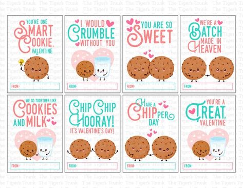 TheTigersTrunk - Etsy School Valentine Cards, Valentines Gift Tags, Printable Valentines Cards, Printable Valentines, Valentine Quotes, Cookies For Kids, Valentine Tags, Valentine Cookies, Valentines School