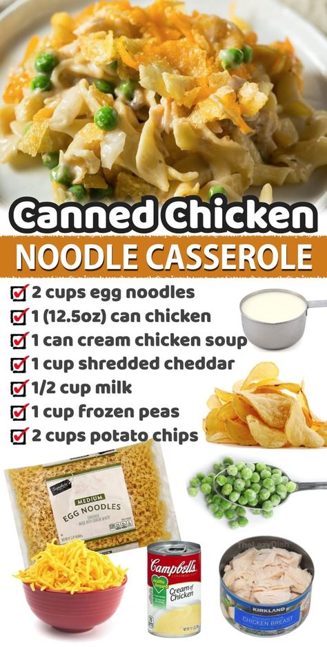 Dinner With Canned Chicken, Easy Chicken Salad Sandwich, Quick And Easy Dinner Ideas, Can Chicken Recipes, Best Meals, Chicken Noodle Casserole, Meals To Make, Noodle Casserole, Quick And Easy Dinner