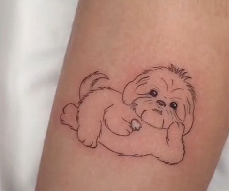 Shih Tzu Tattoo, Tragus Tattoo, Daschund Tattoo, Pet Portrait Tattoos, Small Dog Tattoos, Perro Shih Tzu, Cow Tattoo, Pawprint Tattoo, Dog Memorial Tattoos