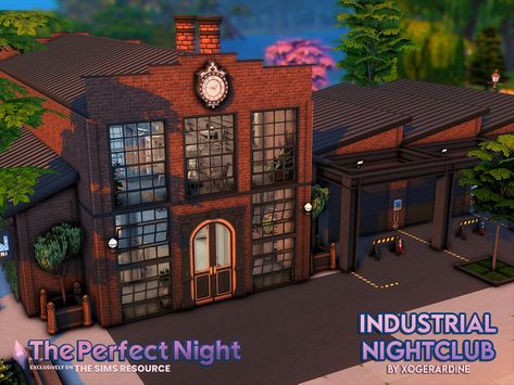 The Sims Resource - The Perfect Night - Industrial Nightclub Sims 4 Lots Nightclub, Sims 4 Nightclub No Cc, Industrial Nightclub, Sims 4 Club, Sims 4 Bar, Bungalow Living Room, Factory House, Building Inspiration, Own Room