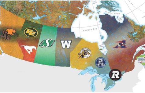 CFL - Canada map Cfl Football, Wee Wee, Canadian Football League, Canadian Football, Grey Cup, Canada Map, Nfl Games, Sports Logos, Free Sport