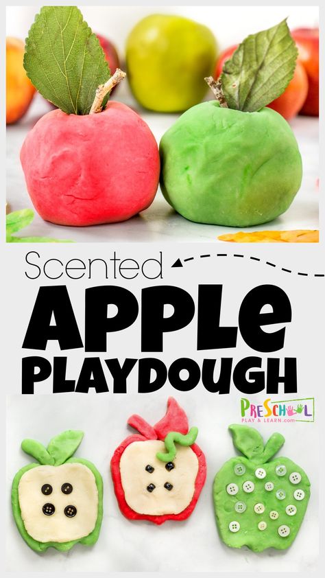 BEST Peeps Playdough Recipe - Easter Activities for Kids Apple Scented Playdough, Preschool Apple Worksheets, Apple Playdough, Scented Playdough Recipe, Slime Activities, Apple Crafts Preschool, Apple Science Experiments, Preschool Apple Activities, Apple Science