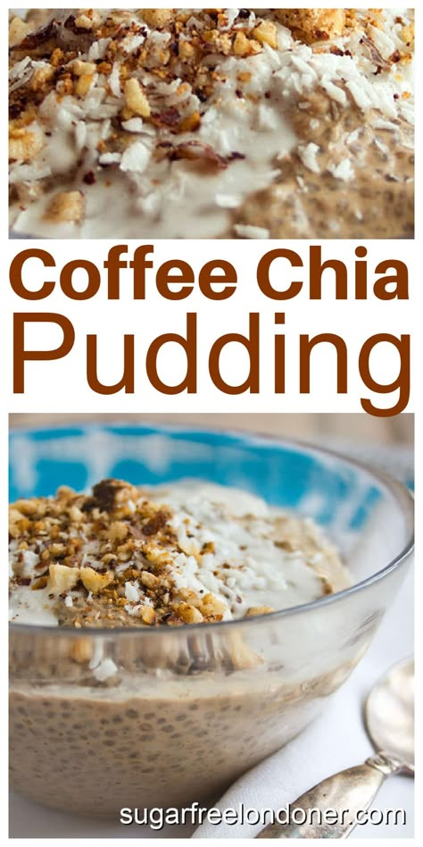 Easy to make and intensely delicious: Prepare this coffee chia breakfast pudding in advance and enjoy it the next morning. A sugar free, low carb, vegan and gluten free breakfast. #lowcarb #sugarfree #chia Coffee Chia Pudding, Chia Breakfast Pudding, Chia Pudding Recipes Healthy, Chia Pudding Breakfast, Breakfast Pudding, Chia Breakfast, Chia Seed Recipes Pudding, Chia Recipe, Chia Seed Recipes