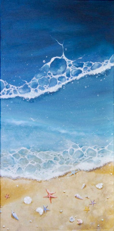 Seashore Painting, Pantone Challenge, Shore Painting, Acrylic Ocean, Ocean Paintings On Canvas, Seashore Paintings, Ocean Art Painting, Ocean Paintings, Panel Painting