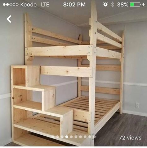 Bunk Beds Wood, Build A Bunk Bed Diy Projects, Bunk Beds For Girls Room Diy, Home Made Bunk Beds, How To Build Bunk Beds Diy, Building A Bunk Bed, Homemade Bunk Beds Loft, Dyi Bunk Bed, Bunk Bed Plans Diy How To Build