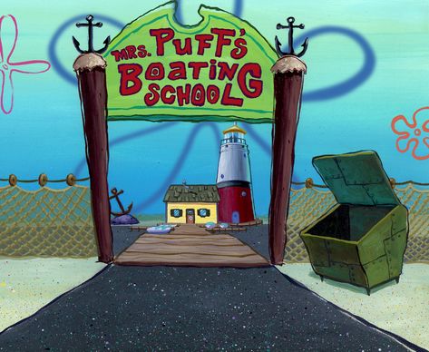 Mrs Puffs Boating School, Cursed Spongebob, Spongebob Stills, Jellyfish Fields, Mrs Puff, Spongebob Background, Spongebob Characters, Boating License, Spongebob Pics