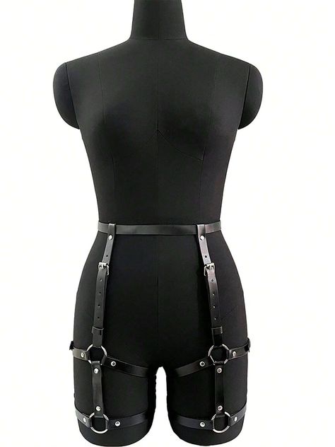 1pc Women's Black Leather Garter Belt Harness Gothic Body Decoration Belt For Daily Clothing Matching | SHEIN South Africa Harness Reference, Thigh Belts, Leather Thigh Harness, Unicorn Piggy Bank, Y2k Theme, Leather Garter Belt, Thigh Straps, Diy Dresses, Belt Harness