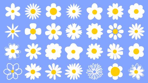 Cartoon Daisy, Daisy Logo, Spring Logo, Geometric Alphabet, Art Deco Frames, Flower Logo Design, Oopsy Daisy, Logo Shapes, Flower Icons