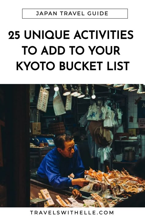 In this travel guide, you'll discover a handful of less-touristy activities that allow you to see a different side of Kyoto, Japan—one that goes beyond temples and shrines. Here are 25 fun and unique things to do in Kyoto. Kyoto Bucket List, Things To Do In Kyoto Japan, Kyoto Activities, Things To Do In Kyoto, Kyoto Itinerary, Things To Do In Japan, Kyoto Travel Guide, Kyoto Travel, Kiyomizu Dera