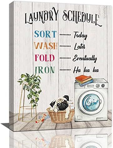 Laundry Rules, Country Laundry, Decorations For Bathroom, Landscape Wall Painting, Laundry Schedule, Bulldog Pictures, Laundry Room Wall Art, Room Decor Canvas, Laundry Wall