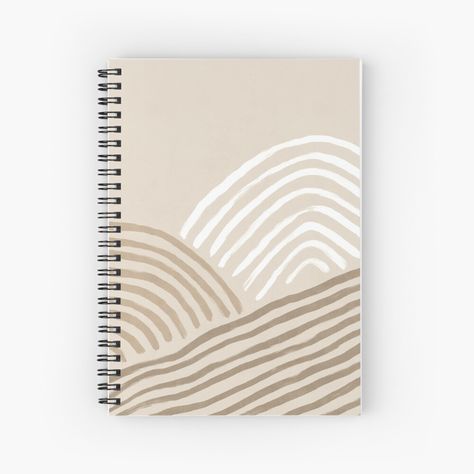 Page Design Aesthetic, Beige Scenery, Front Page Design Aesthetic, Line Art Landscape, Boho Notebook, Mountain Line Art, Front Page Design, Abstract Mountain, Note Book