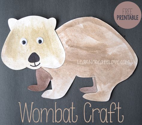 Wombat Printable Craft Wombat Craft Preschool, Australian Crafts For Kids, Australia Kindergarten Activities, Wombat Stew Activities Preschool, Kookaburra Craft, Wombat Craft For Kids, Wombat Craft, Australian Animal Craft, Wombat Stew Craft